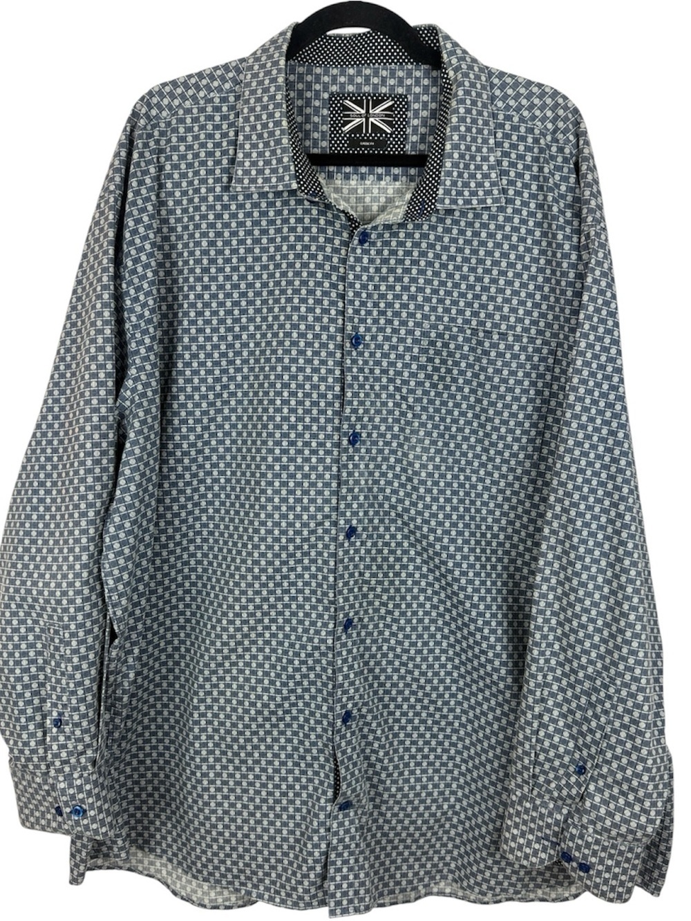 Soul of London Men's 2XL Classic Fit Geometric Circle Grid Button Down Shirt